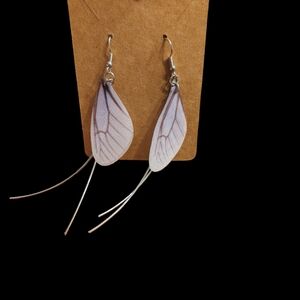 Silver and Lavender Butterfly Winged Earrings